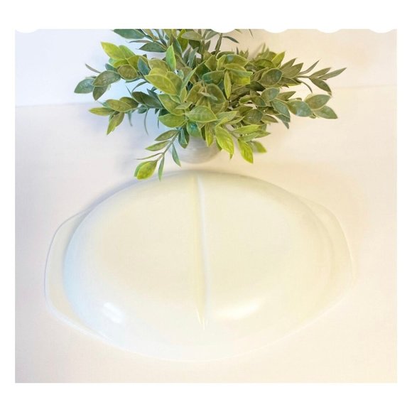 Vintage White Pyrex Opal Ware Oval Divided Vegetable Serving Dish Bowl 1063 1.5. - Picture 6 of 6